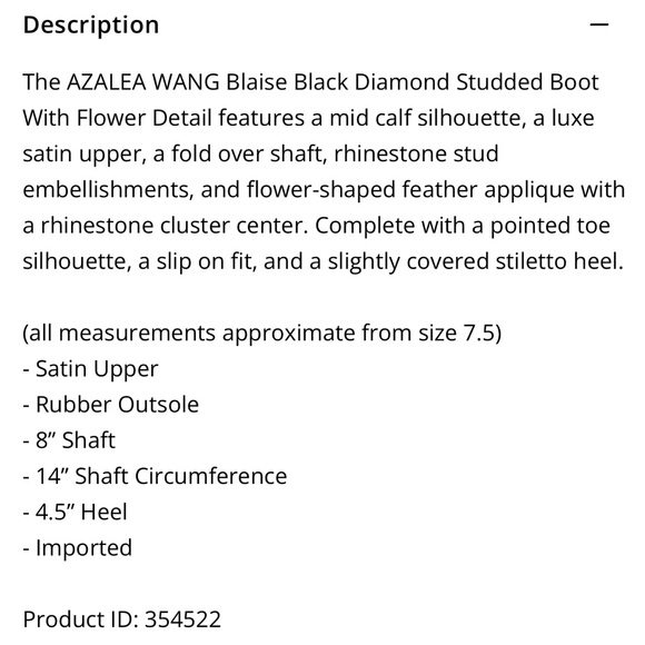 NWOT Azalea Wang Blaise Black Diamond Studded Boots With Flower Detail Size 7 - Picture 6 of 6